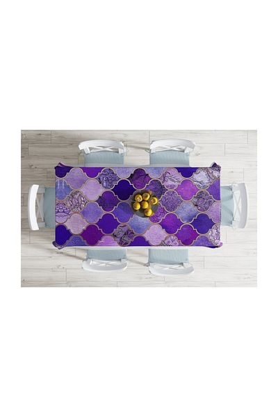 Realhomes Față de masă decorativă rezistentă la pete cu model Ogea de culoare violet - 140 X 180 cm