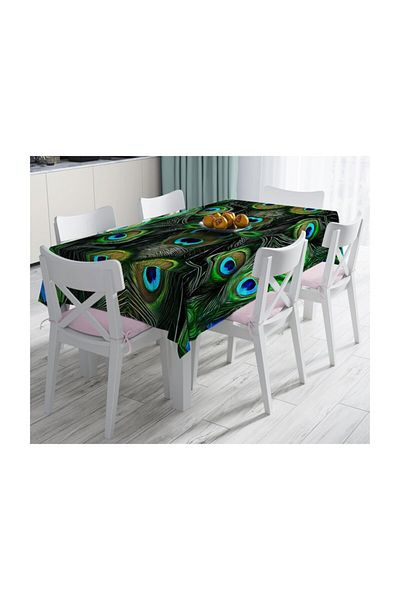 Realhomes Pene colorate pe podea întunecată Față de masă decorativă special concepută rezistentă la pete-140x260 cm