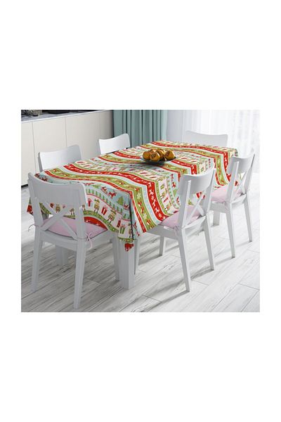 Realhomes Fata de masa decorativa rezistenta la pete cu motive de Craciun colorate-140x260 cm