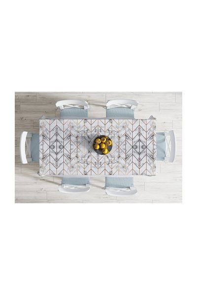 Realhomes Față de masă modernă rezistentă la pete cu model geometric cu podea de marmură-140x260 cm
