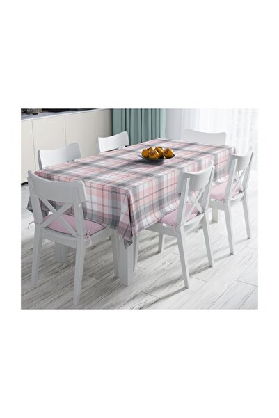 Realhomes مفرش طاولة مزخرف منقوش باللون الرمادي الوردي - 140x260 سم