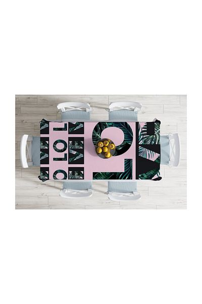 Realhomes Față de masă cu design special, rezistentă la pete, cu detaliu de frunze de dragoste-120x140 cm