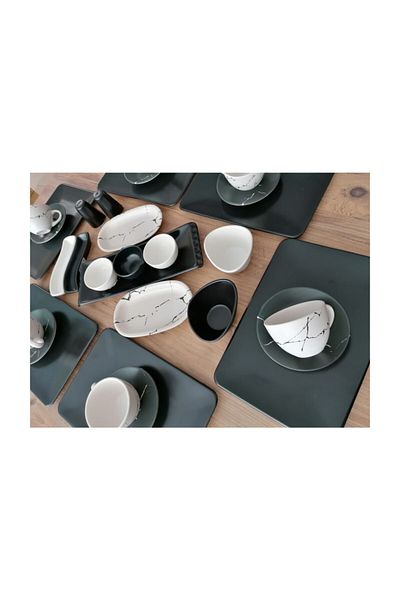 Demet Çeyiz Set Breakfast 30 Pieces 6 Person Matte Black Siera