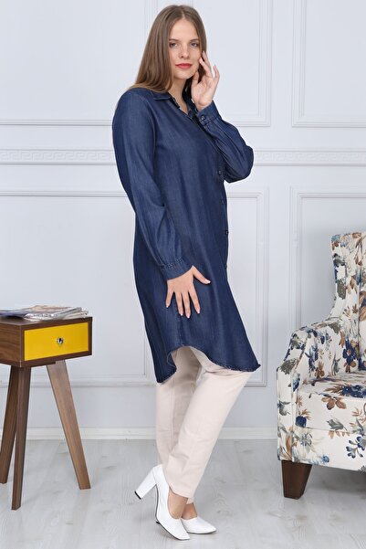 Gül Moda Γυναικείο Μπλε Μεγάλο Μέγεθος Τζιν τουνίκ G013