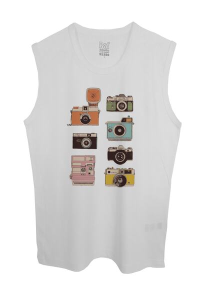 Raf Coll Erkek Baskılı Kolsuz Beyaz T-shirt