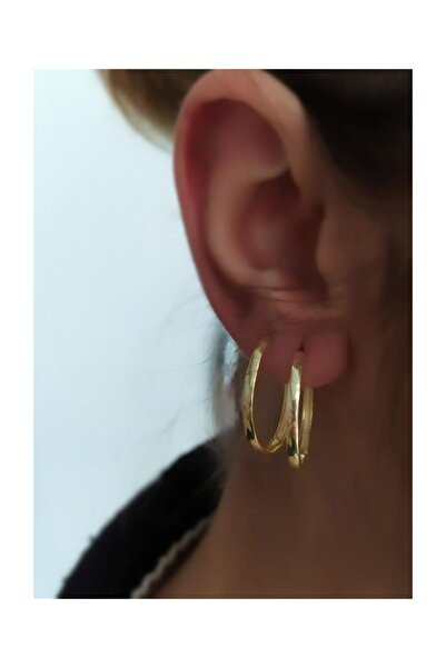 Erer Gümüş Gümüş 2 Cm Taşsız Sarıbayan Halka Küpe