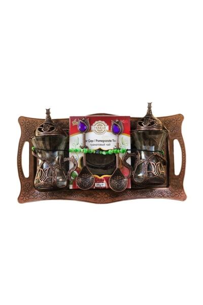 Hünkar Tepsili Lüx 2 Bardaklı Çay Seti Hediyelik