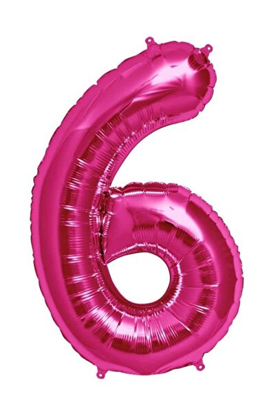 Parti dolabı 100 cm Pembe 6 Rakam Folyo Balonu, Sayı Büyük Boy Helyumla Uçan