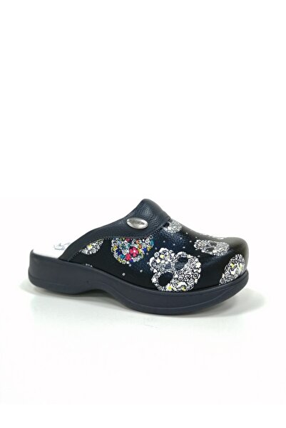 Hipokrat Πλήρες Ορθοπεδικό Ιατρικό Sabo Μαύρο Γυναικείο Παντόφλες με μοτίβο κρανίου