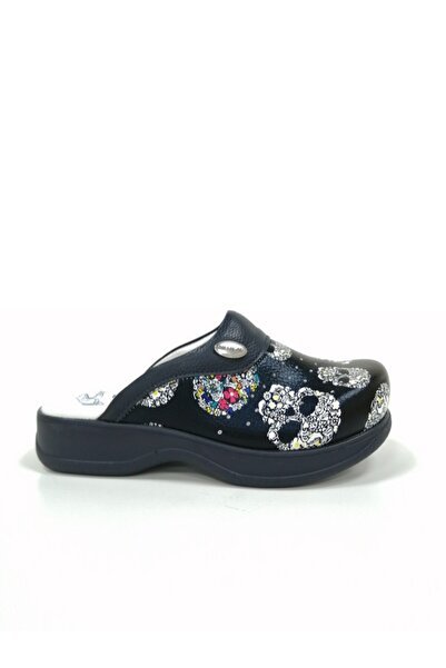 Hipokrat Πλήρες Ορθοπεδικό Ιατρικό Sabo Μαύρο Γυναικείο Παντόφλες με μοτίβο κρανίου