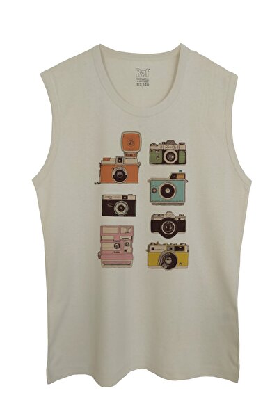 Raf Coll Ανδρικό μπλουζάκι με εμπριμέ αμάνικο πέτρινο χρώμα