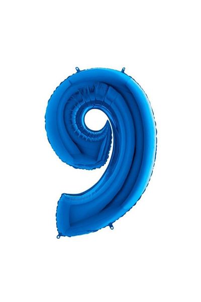 Parti Furyası 9 Years Old Balloon Number Balloon Blue Color 40 Inch Foil Balloon 100 cm