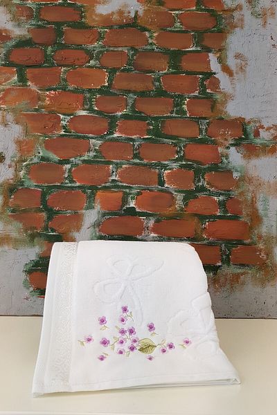 Özdilek Jasmin Embroidered 2-Piece Towel - White