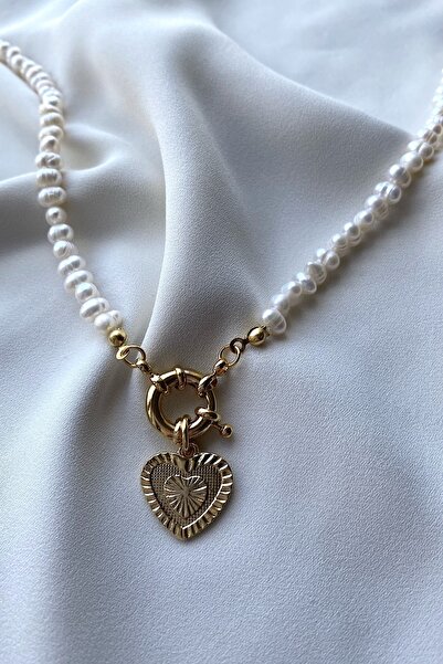 gaila design Doğal İnci Kalp Kolye