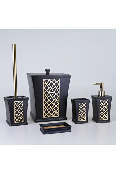 By Selim Mirage 5 Parça Banyo Seti - Siyah/altın