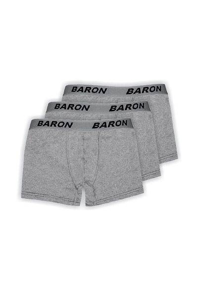 BARON Ανδρικό Grey Lycra Boxer - 3 τεμάχια Brand Combed Cotton