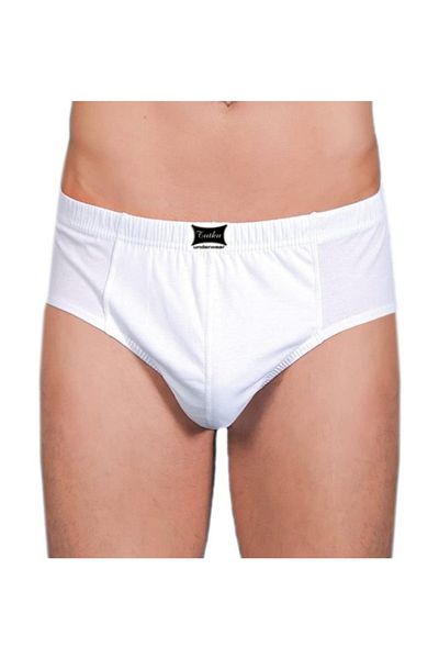 Tutku White Men's Kom Slip Briefs - 12 Pack, Combed Cotton