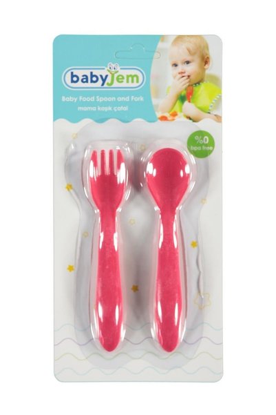 Babyjem Food Spoon Fork Set Fuchsia