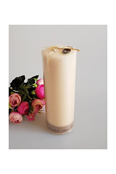 Bozkurt Mum Şık Dekoratif Kütük Mum Krem 20 Cm X7 Cm.