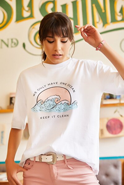 Olalook Women's White Ocean T-shirt TSH-19000294