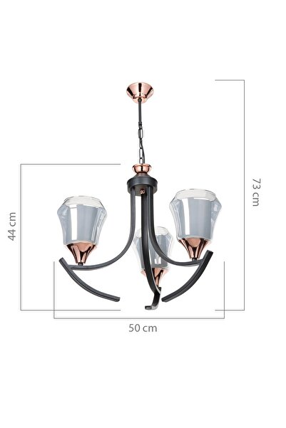 Modelight Celena 3Lü Füme Cam Avize