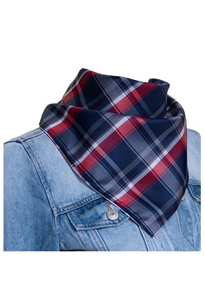 Exve Exclusive Синьо-червоний картатий жіночий шарф-хустка