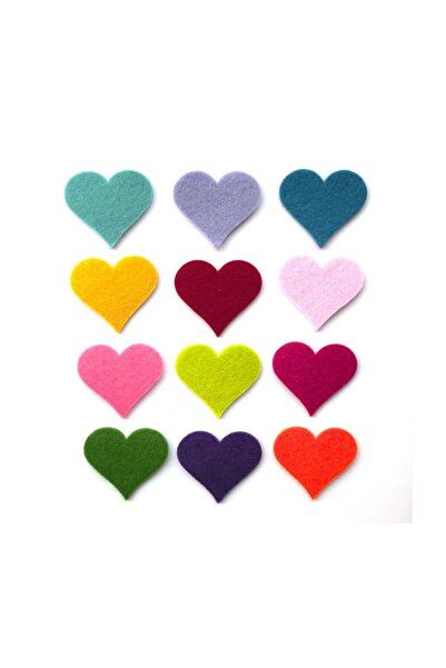 toptankece Keçeden 4 cm Kalp Süsleri 50 Adet, Keçe Kalp Şekilleri