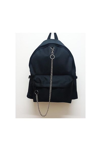 Köstebek New Chain Single Eyed Black Backpack