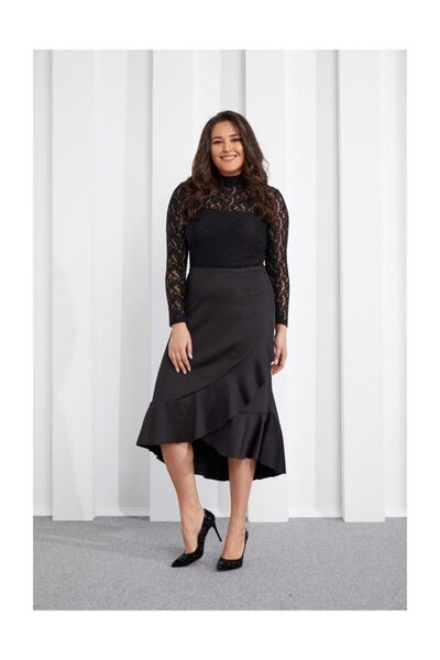 Seamoda Women's Ruffle Skirt Black