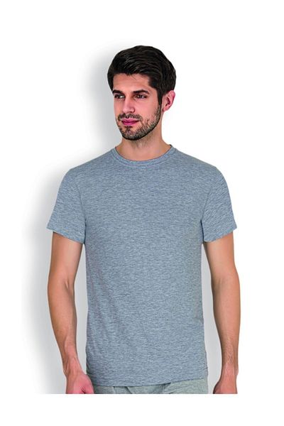 PRENS Combed Cotton Gray Men's Crew Neck Undershirt - 6 Pieces 1008