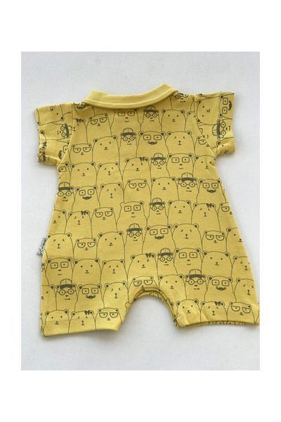 Bebitof Baby Bulk Bears Shirt Collar Snap Fastener Short Jumpsuit