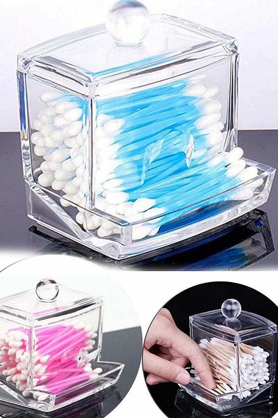 Pazarika Acrylic Ear Stick Container-transparent