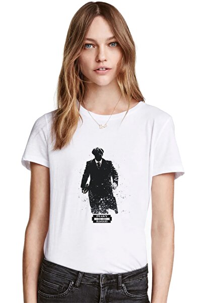 QIVI Peaky Blinders Tommy Shelby Black Man Štampano Bela ženska majica