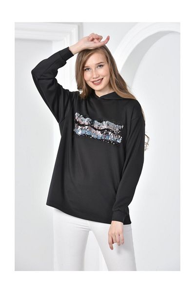 Seamoda Broderie pe față Sweat negru