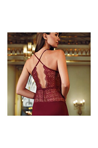 PERİN 130 Kadın Penye Bordo 6'lı Kısa Gecelik & Sabahlık Gelin Takımı Prn-130