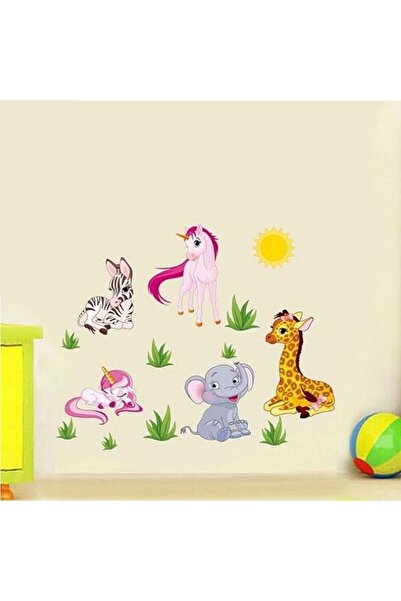 CRYSTAL KIDS Unicorn Fil Zebra Çocuk Ve Bebek Odası Dekorasyonu Pvc Duvar Sticker Dekor Çıkartma