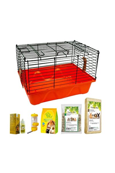 Benny Tavşan Ve Ginepig Kafesi Seti 45x33x30cm Turuncu