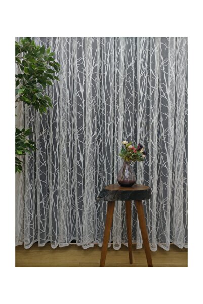 Esse Home Штора з французьким мереживним візерунком «Дерево» та штора-круваза, 600x260, рідкі складки, 1/2