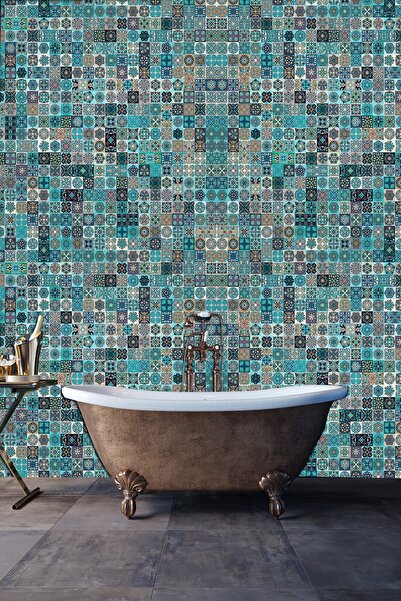 Naz Konsept Fayans Görünümlü Banyo Duvar Sticker