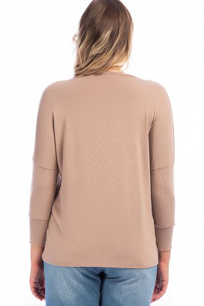 Şans Women's Plus Size Mink V-Neck Blouse 65n15829