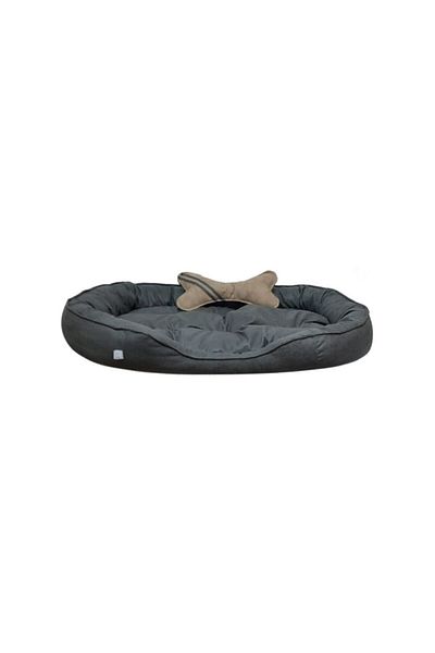 Patili Evler Large Size Dog Bed with Bone Pillow - Xxl - 80x110 Cm - Cosmic Gray