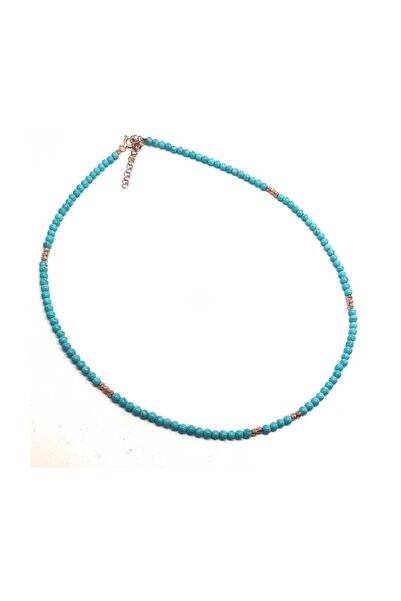 Erer Gümüş Kadın Gümüş Toplu Firuze Taşlı Kolye Gl536r