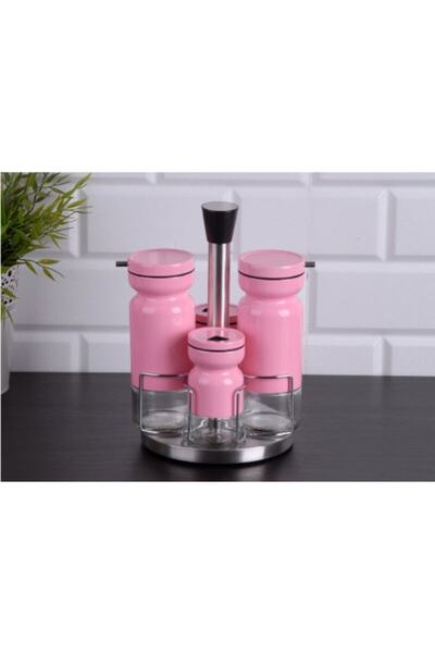 Bella Cam Yağlık Sirkelik Tuzluk Seti Pembe
