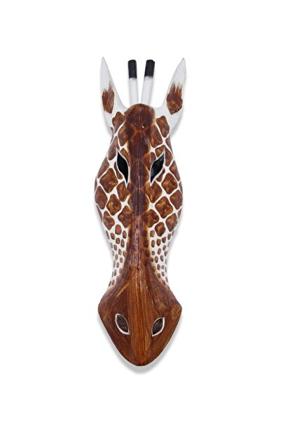 Hedicaret Zürafa Kafası Maske, Duvar Objesi, Ahşap Mask, Dekoratif Hediye