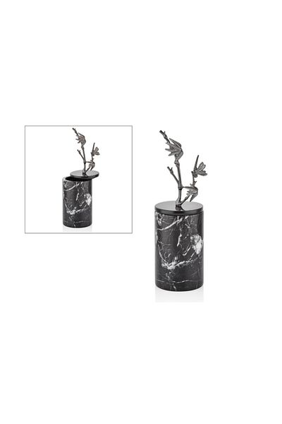 SETABIANCA Evza Black-anthracite Bamboo Branched Marble Base Decoration Box