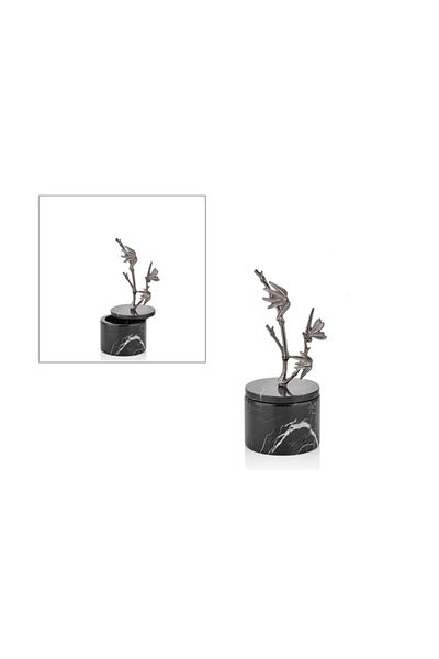 SETABIANCA Evza Black-anthracite Bamboo Branched Marble Base Decoration Box