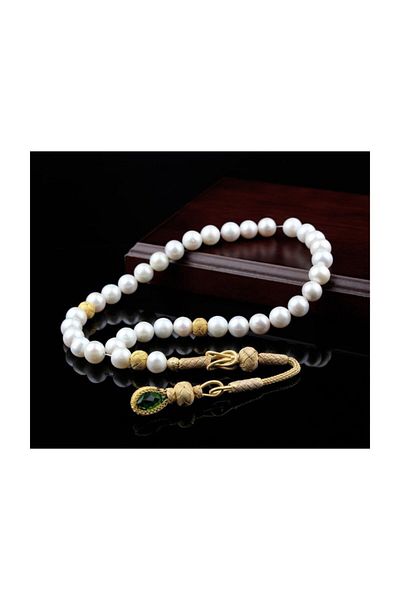 Tesbihsepetim 1000 Sterling Kazaz - Natural Pearl Rosary with Silver Tassels