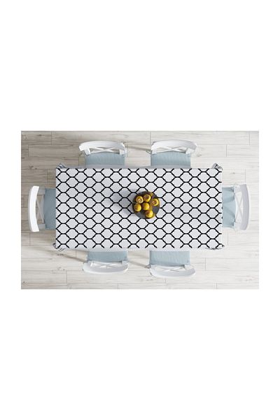 Realhomes Fata de masa decorativa rezistenta la pete cu model Ogea alb-negru - 140x180 cm