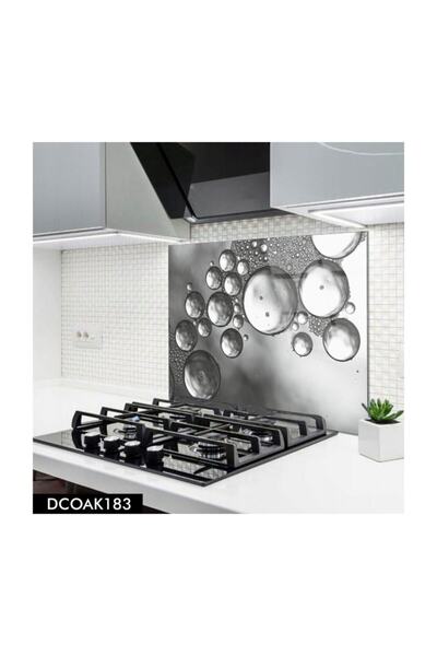 PRATİK DEKOR Disegno Siyah Desen Cam Ocak Arkası Koruyucu