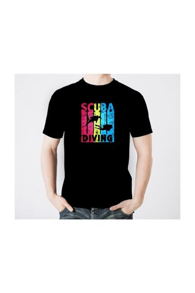 SCUBAPROMO Ανδρικό μπλουζάκι μαύρο Scuba Diving Colors